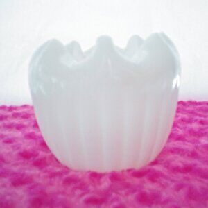 Large Tulip Head Shape White Milk Glass Pinched Vase